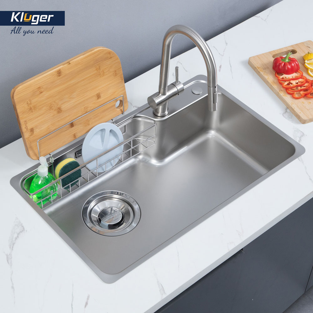 Chậu rửa chén Posco 304 Linen dập nổi KLUGER KH8048FS-S80Plus (HARU Series)