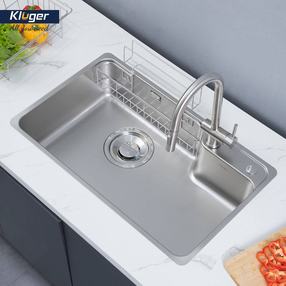 Chậu rửa chén Posco 304 Super Linen dập nổi KLUGER KH8048SLPlus (HARU Series)
