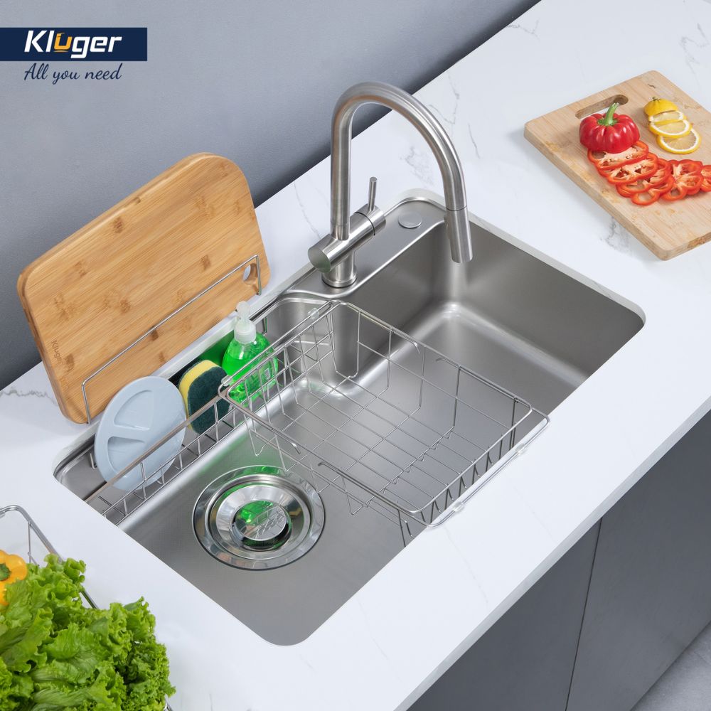 Chậu rửa chén Posco 304 Super Linen dập nổi KLUGER KH8048SLPlus (HARU Series)