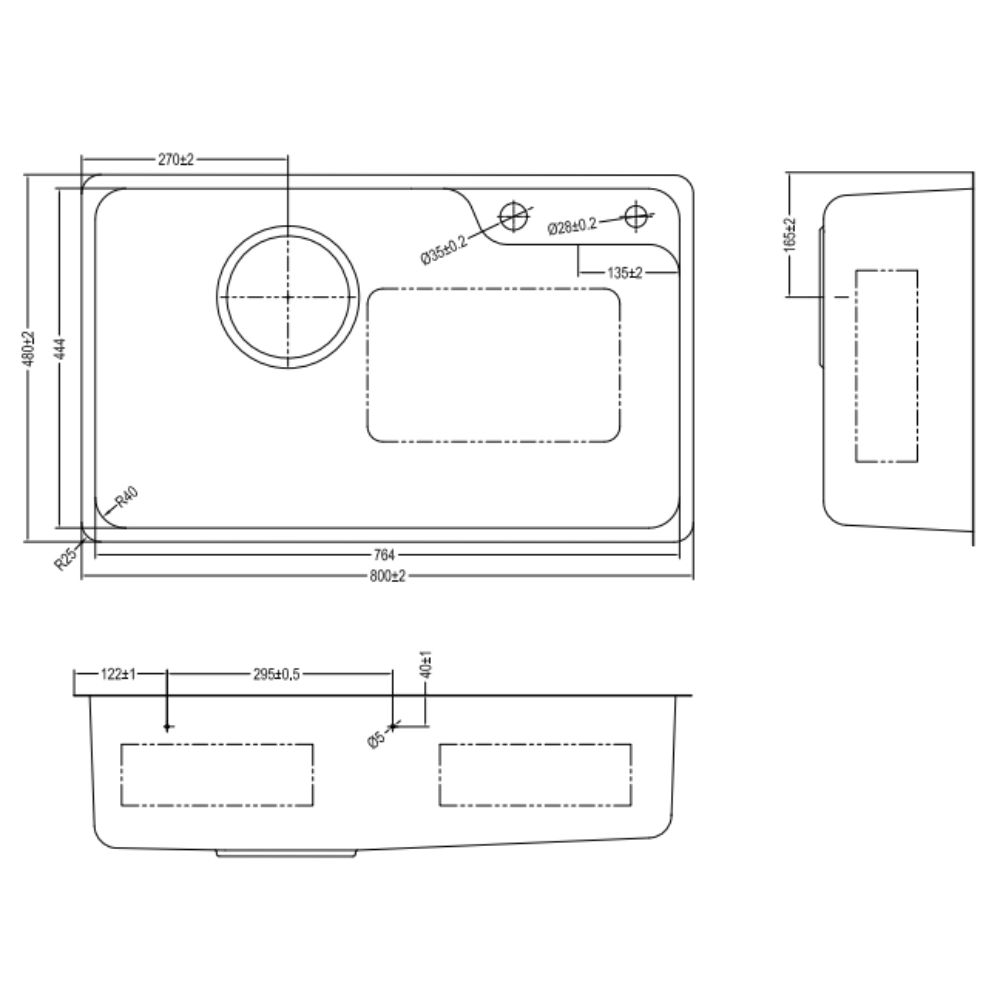 Chậu rửa chén Posco 304 Super Linen dập nổi KLUGER KH8048SLPlus (HARU Series)