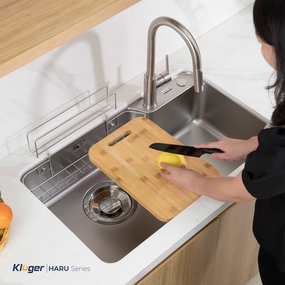 Chậu rửa chén Posco 304 Linen dập nổi Kluger KH8050FS Ulti