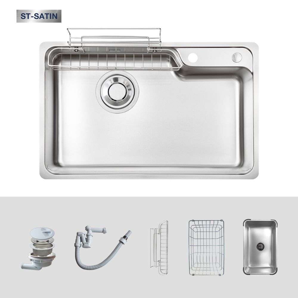 Chậu rửa chén Posco 304 Satin trơn Kluger KH8050ST Plus