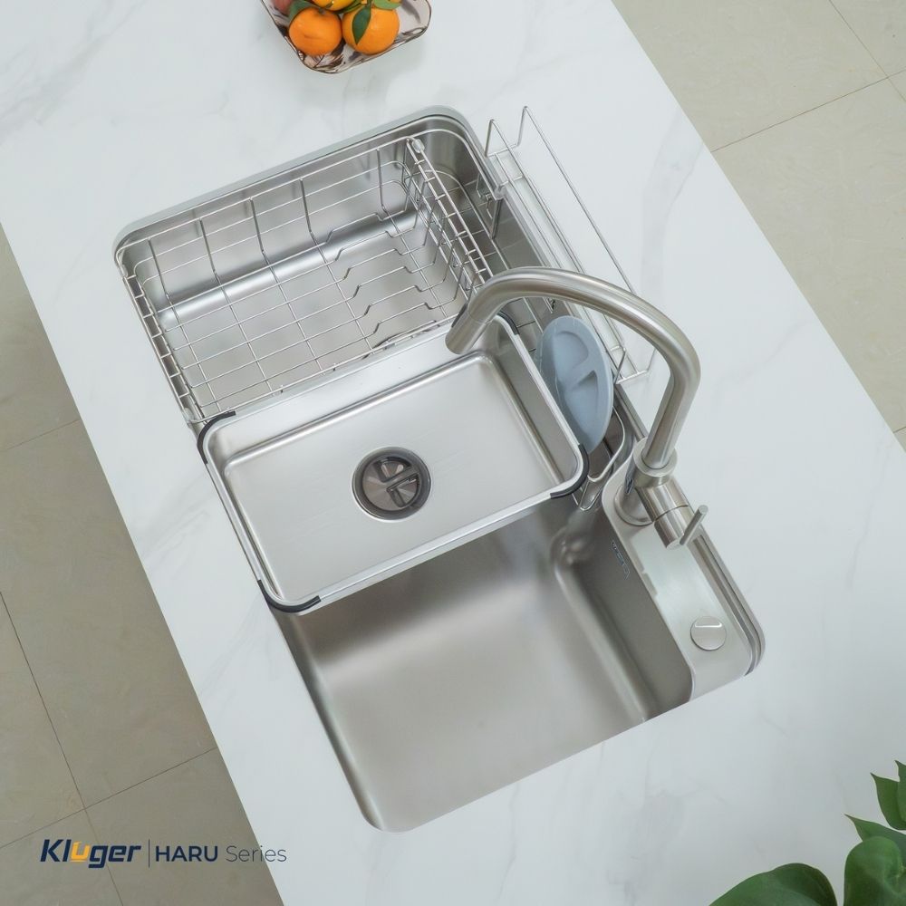 Chậu rửa chén Posco 304 Satin trơn Kluger KH8050ST Plus