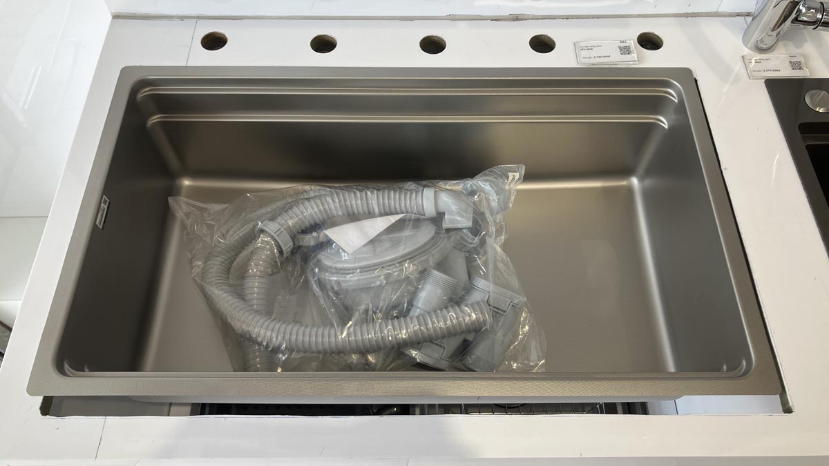 Chậu rửa chén Posco 304 Linen dập nổi Kluger KG7644FS Basic