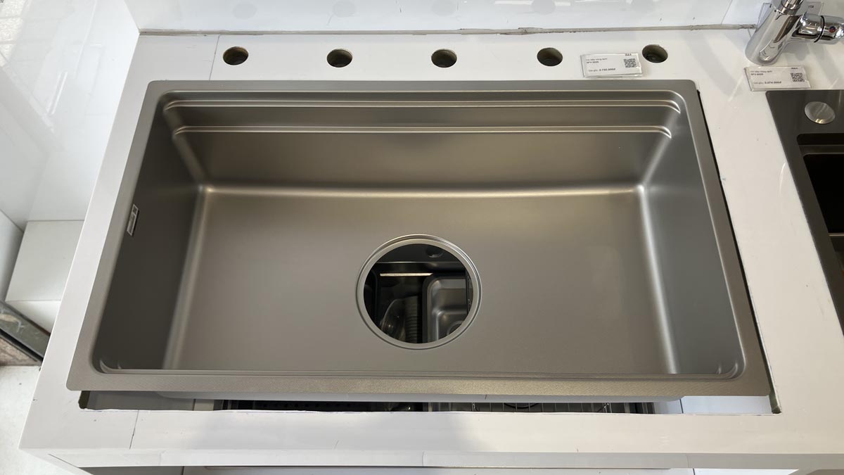 Chậu rửa chén Posco 304 Linen dập nổi Kluger KG7644FS Basic