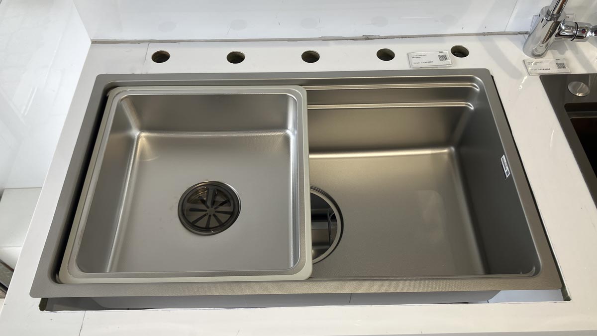 Chậu rửa chén Posco 304 Linen dập nổi Kluger KG7644FS Plus