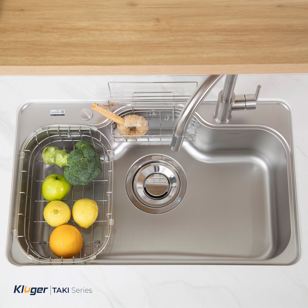 Chậu rửa chén Posco 304 Linen dập nổi Kluger KT8050FS – S80 Plus