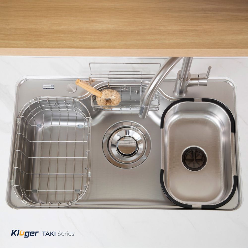 Chậu rửa chén Posco 304 Linen dập nổi Kluger KT8050FS – S80 Plus