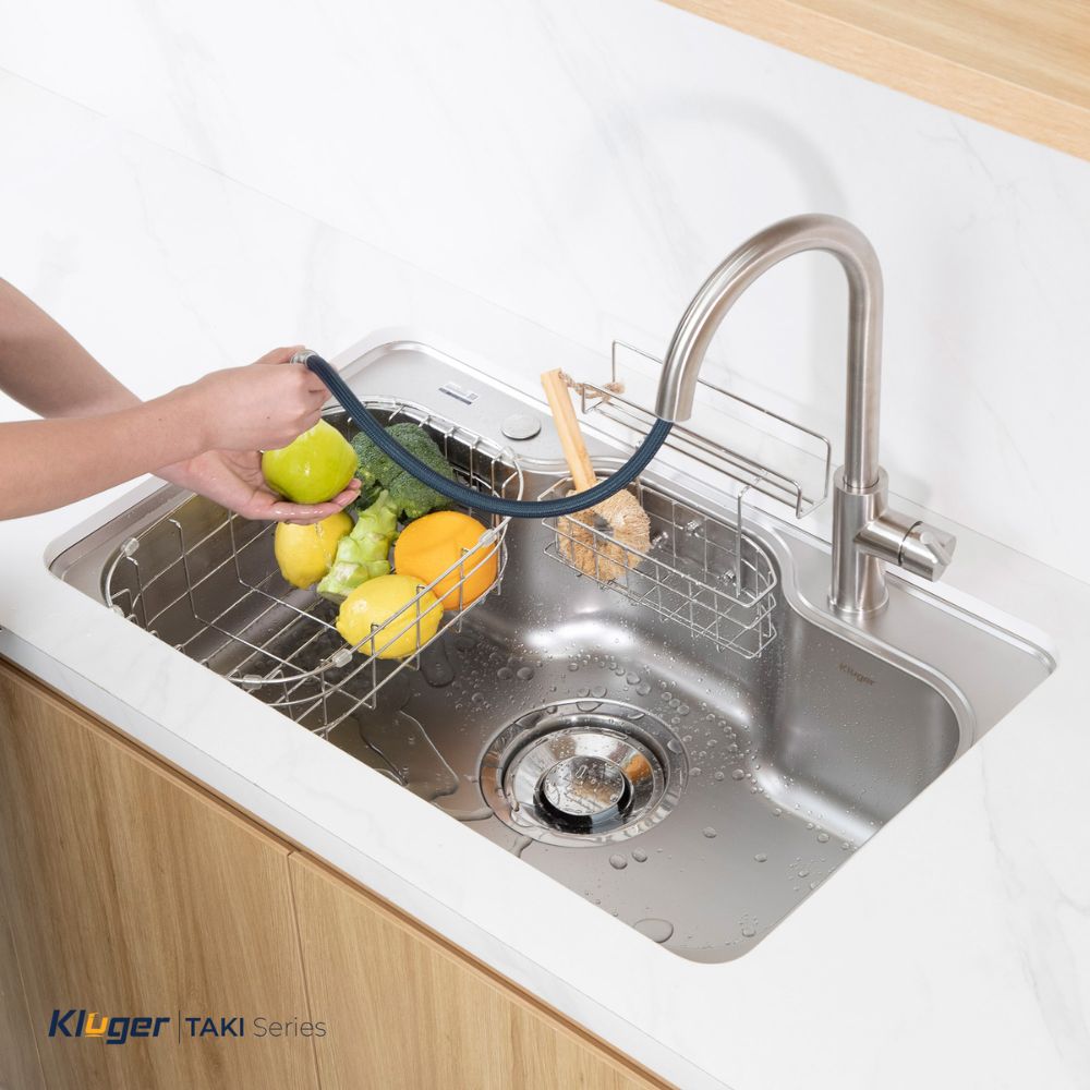 Chậu rửa chén Posco 304 Linen dập nổi Kluger KT8050FS – S80 Plus