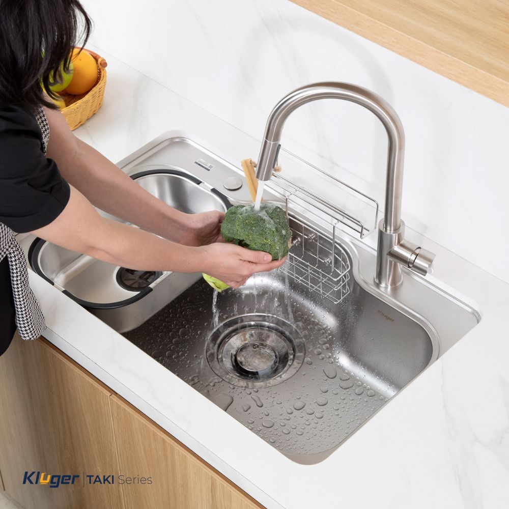 Chậu rửa chén Posco 304 Linen dập nổi Kluger KT8050FS – S80 Plus