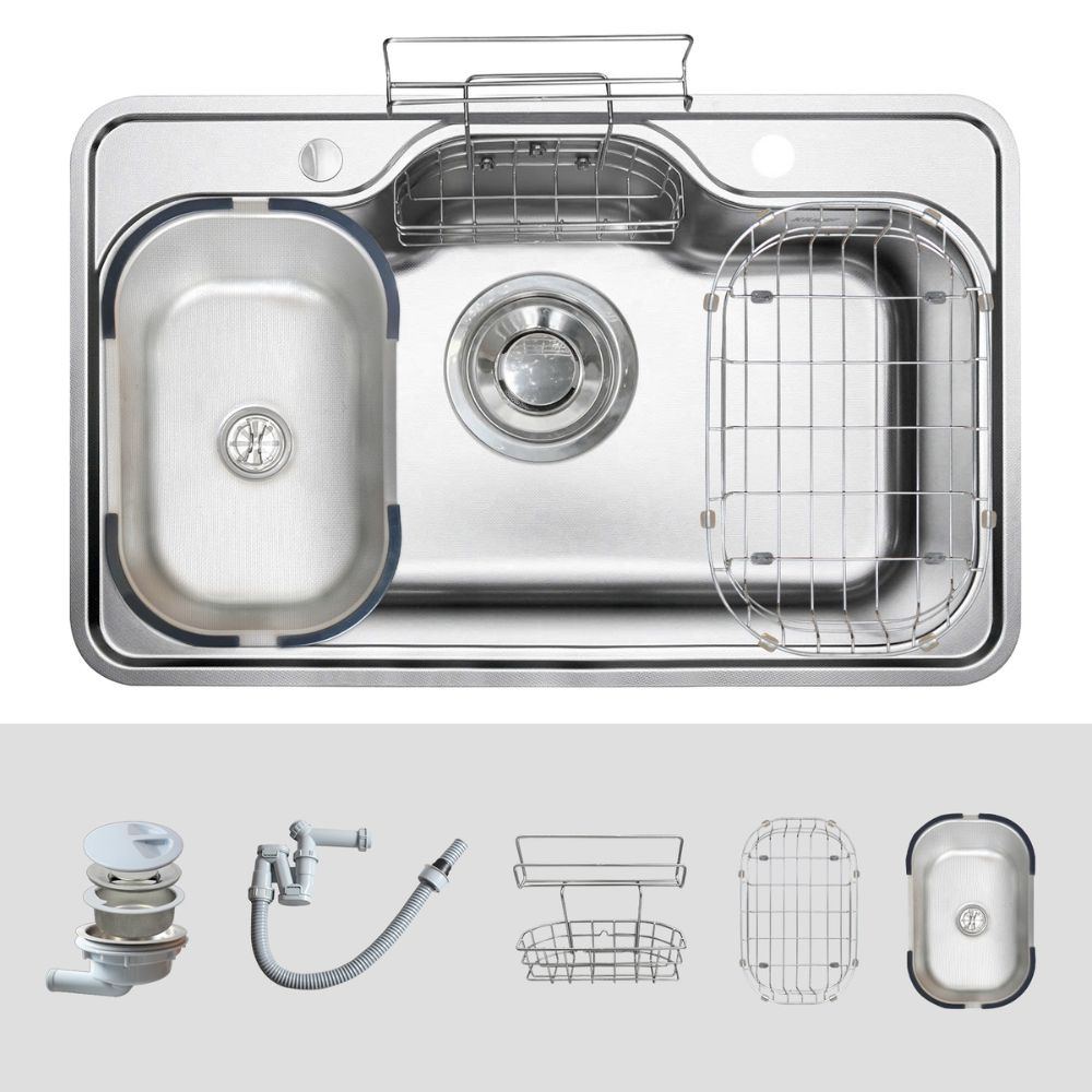 Chậu rửa chén Posco 304 Super Linen dập nổi Kluger KT8050SL Plus