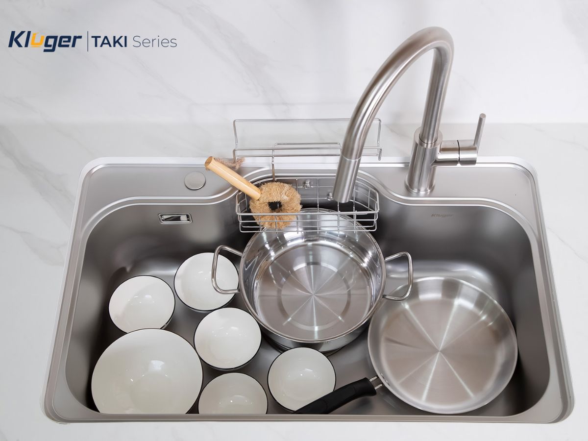 Chậu rửa chén Posco 304 Super Linen dập nổi Kluger KT8050SL Plus