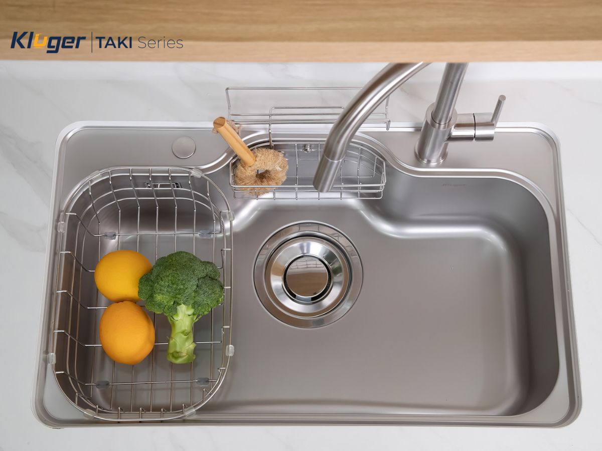 Chậu rửa chén Posco 304 Super Linen dập nổi Kluger KT8050SL Plus