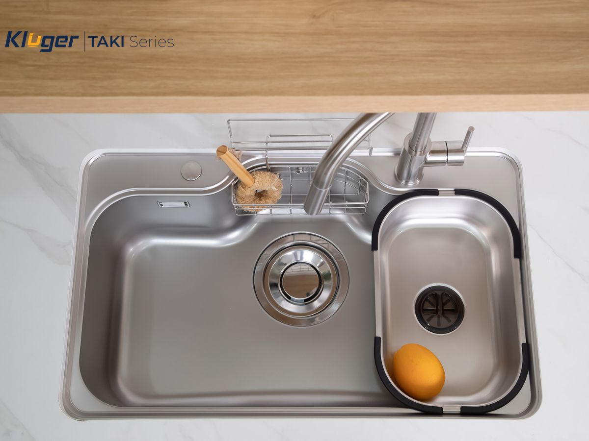 Chậu rửa chén Posco 304 Super Linen dập nổi Kluger KT8050SL Plus