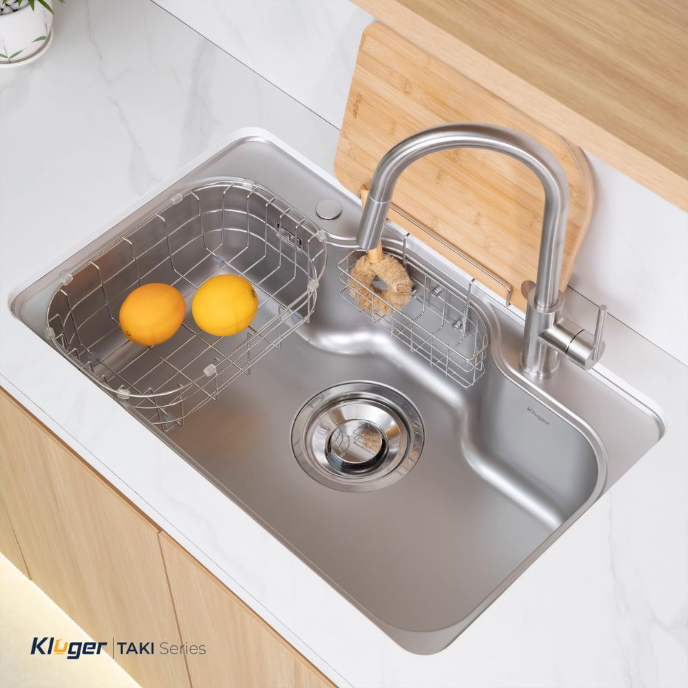 Chậu rửa chén Posco 304 Super Linen dập nổi Kluger KT8050SL Plus