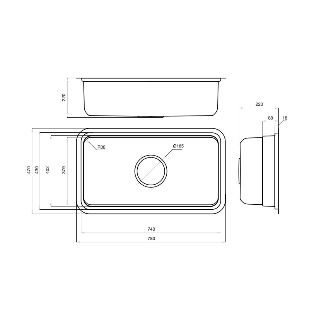 Chậu rửa chén Posco 304 Linen dập nổi KLUGER KO7847FSPlus (OMI Series)