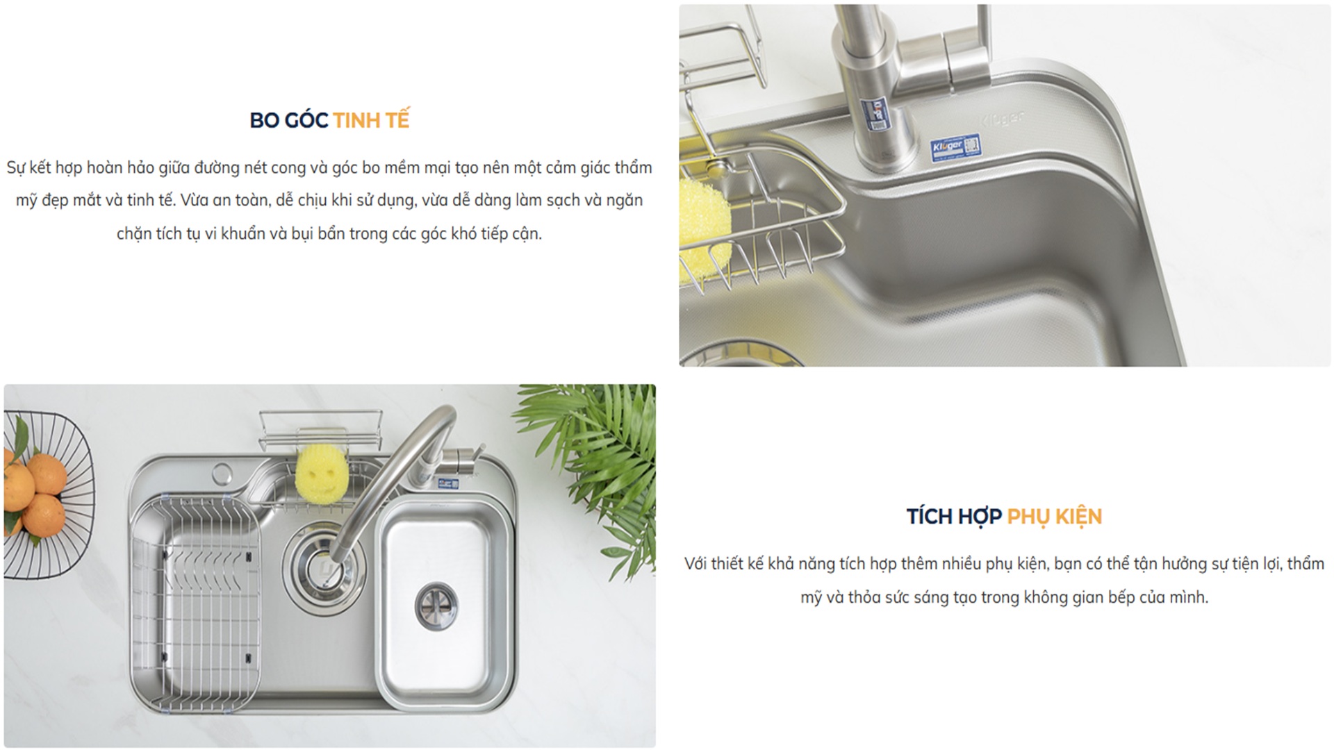 Chậu rửa chén Posco 304 Linen dập nổi Kluger KT7848FS - Plus