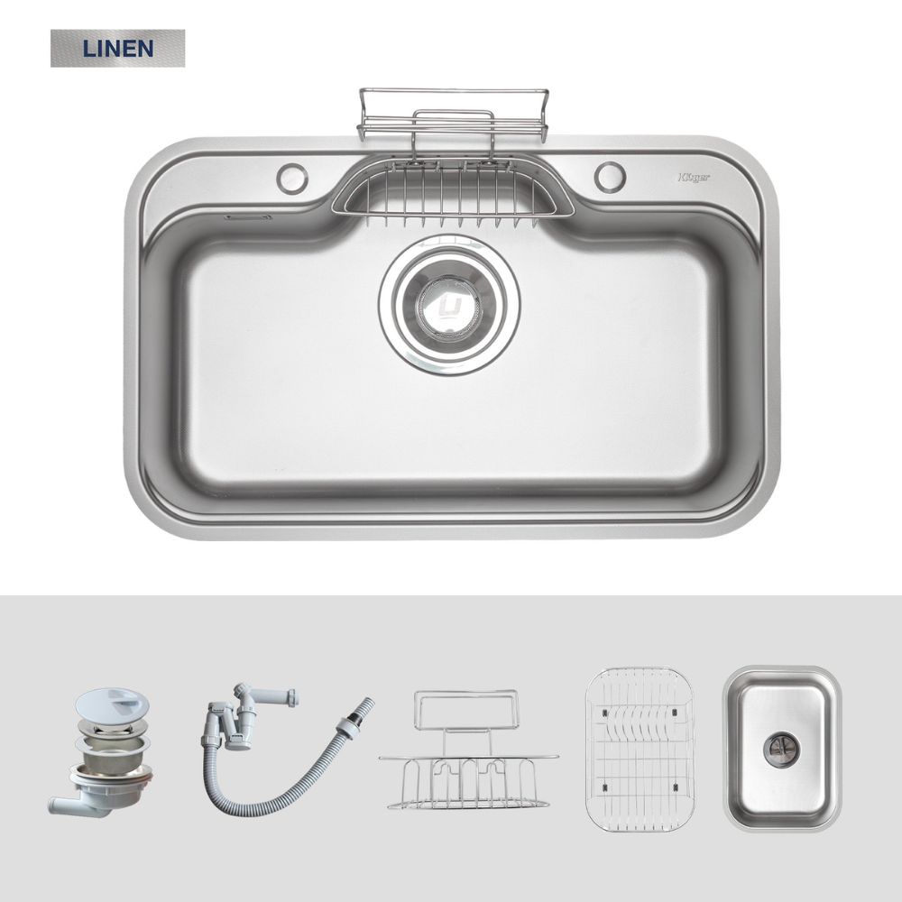 Chậu rửa chén Posco 304 Linen dập nổi Kluger KT7848FS - Plus