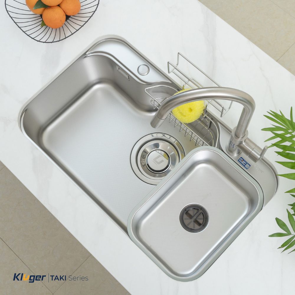 Chậu rửa chén Posco 304 Linen dập nổi Kluger KT7848FS - Plus