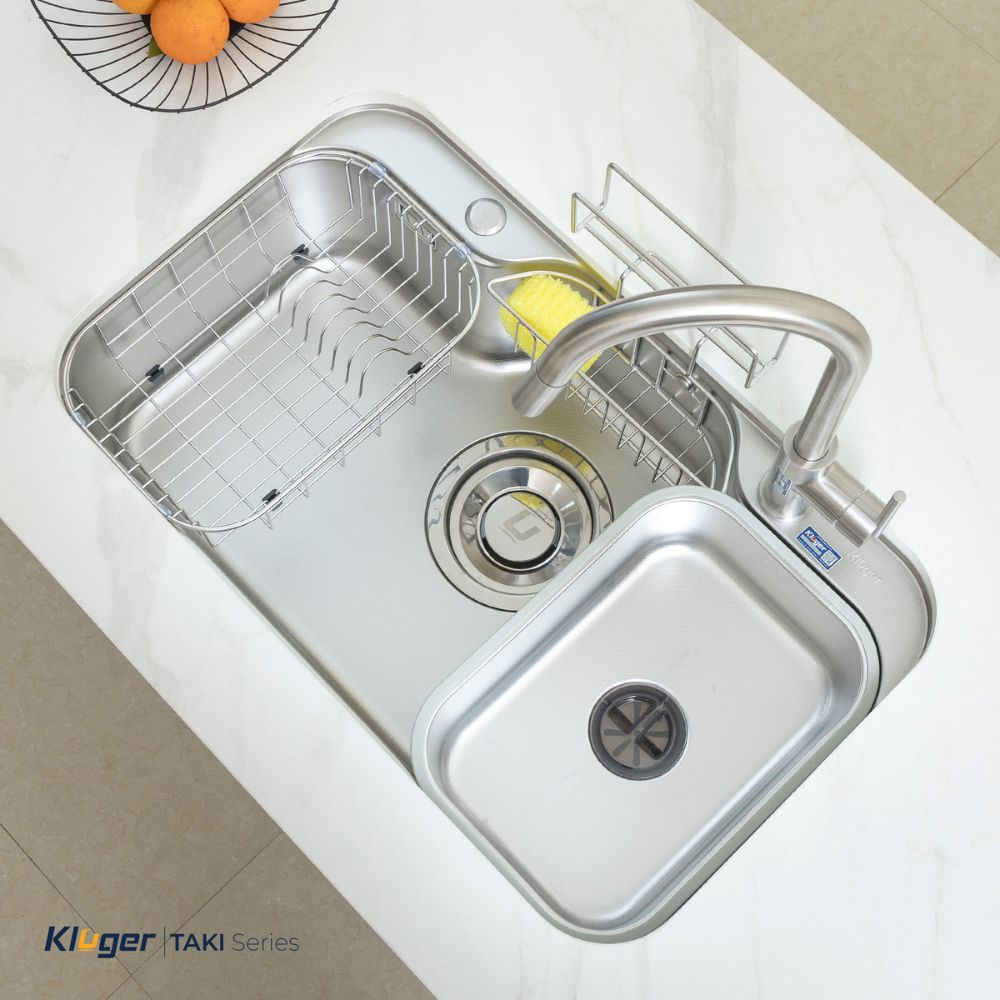 Chậu rửa chén Posco 304 Linen dập nổi Kluger KT7848FS - Plus