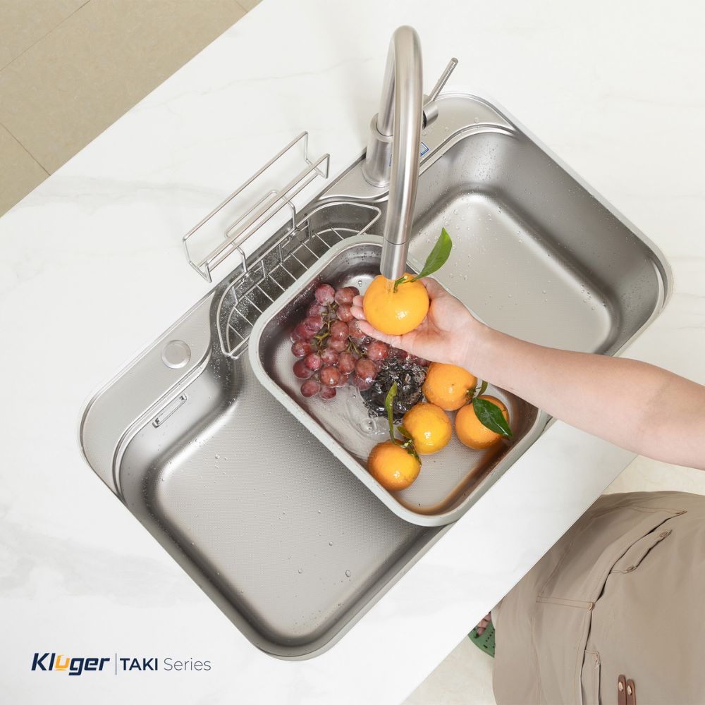 Chậu rửa chén Posco 304 Linen dập nổi Kluger KT7848FS - Plus