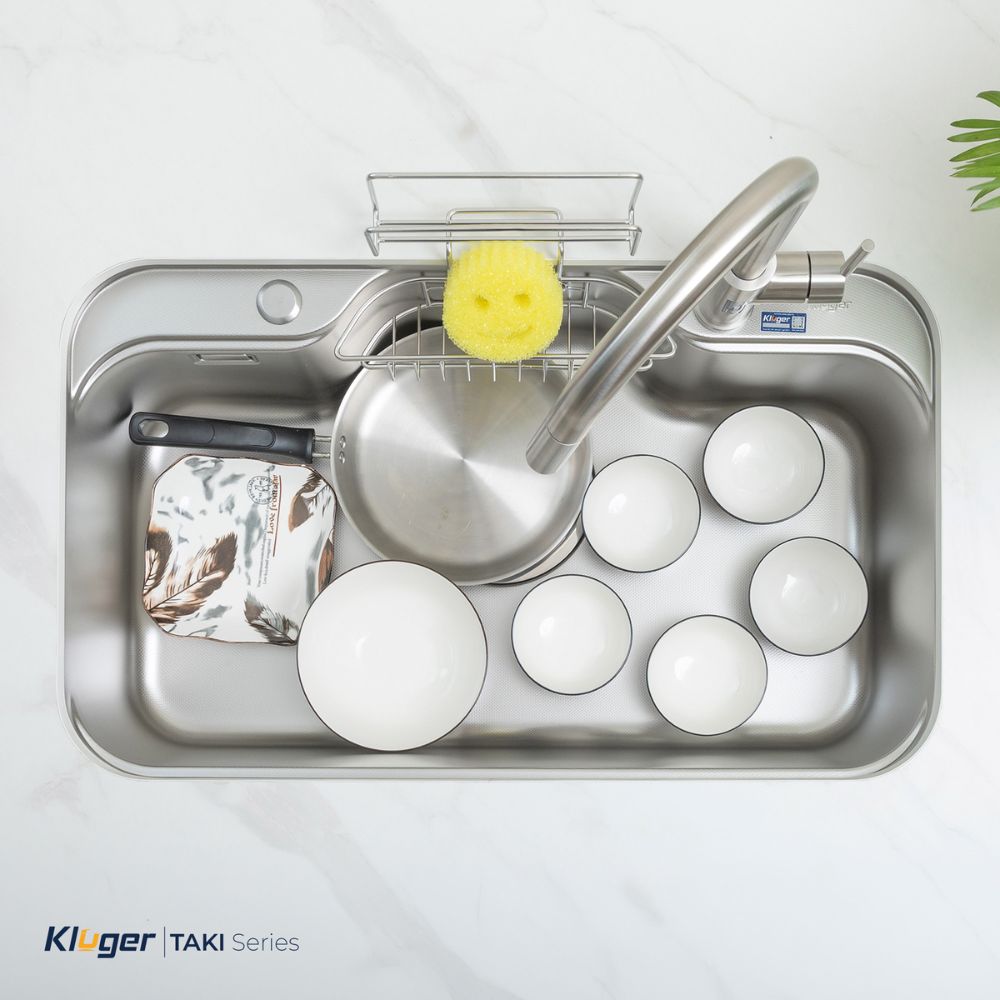 Chậu rửa chén Posco 304 Linen dập nổi Kluger KT7848FS - Plus