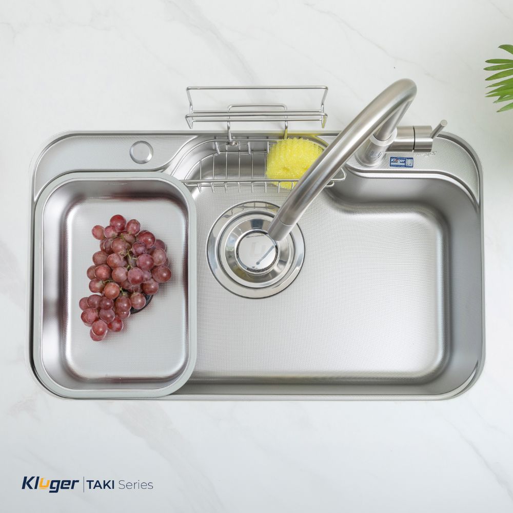Chậu rửa chén Posco 304 Linen dập nổi Kluger KT7848FS - Plus
