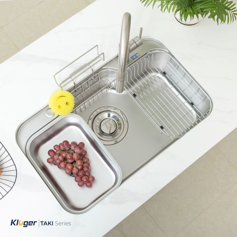 Chậu rửa chén Posco 304 Linen dập nổi Kluger KT7848FS - Plus