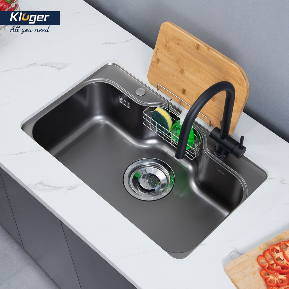 Chậu rửa chén Posco 304 Linen dập nổi KLUGER KT8050FB-S80Plus (TAKI Series)