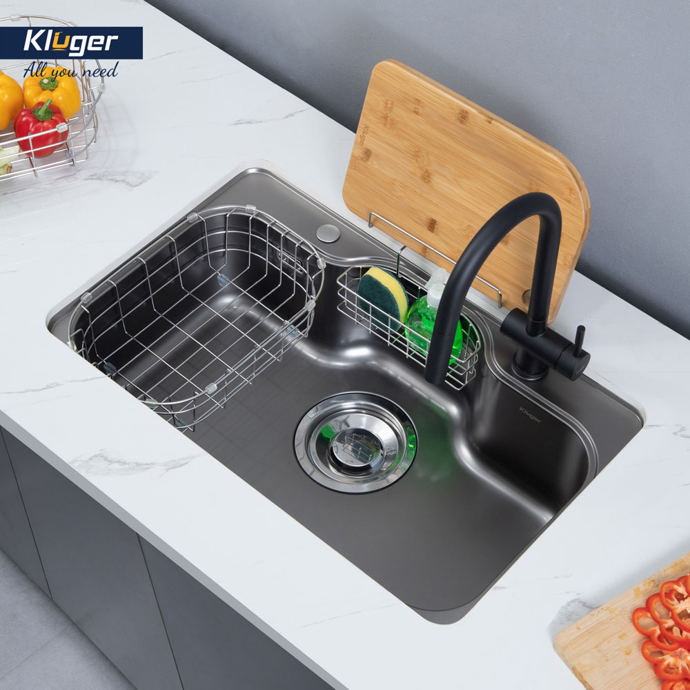 Chậu rửa chén Posco 304 Linen dập nổi KLUGER KT8050FB-S80Plus (TAKI Series)
