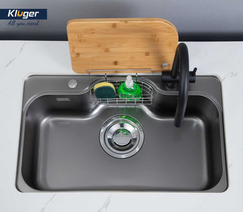 Chậu rửa chén Posco 304 Linen dập nổi KLUGER KT8050FB-S80Plus (TAKI Series)