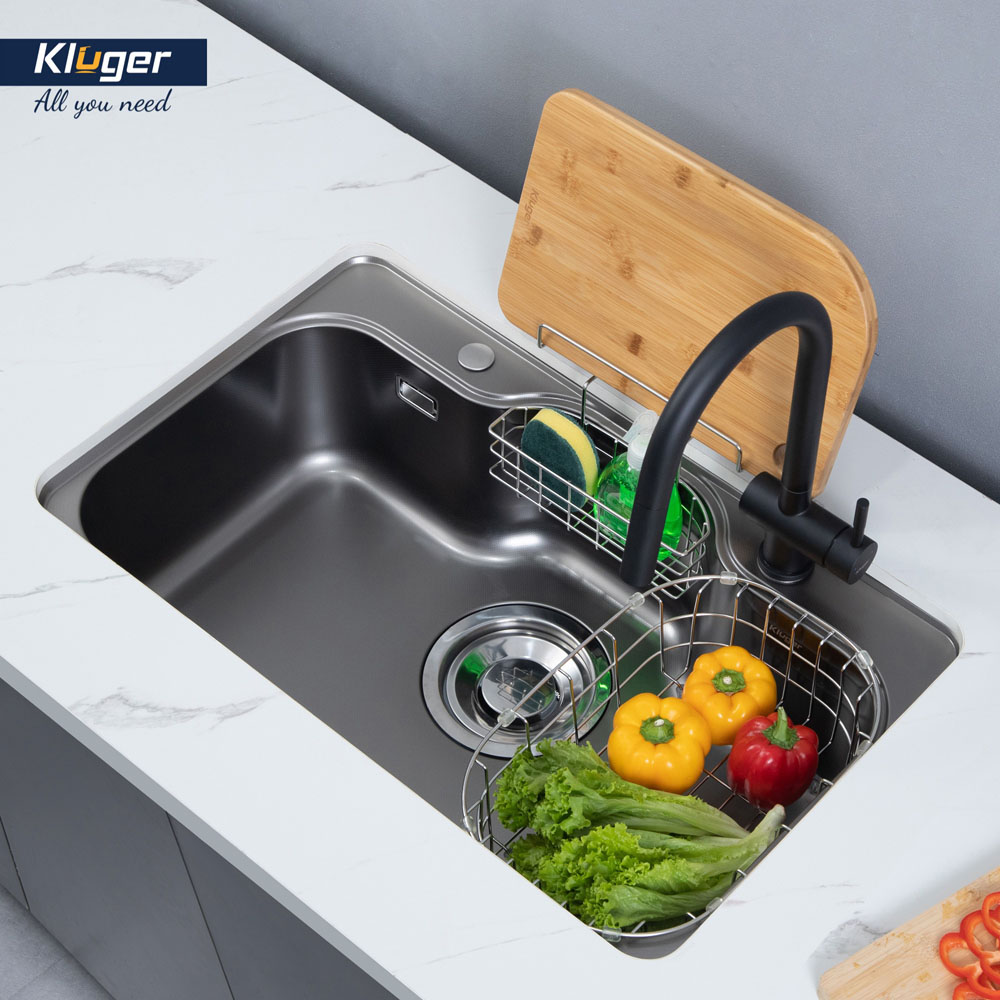 Chậu rửa chén Posco 304 Linen dập nổi KLUGER KT8050FB-S80Plus (TAKI Series)