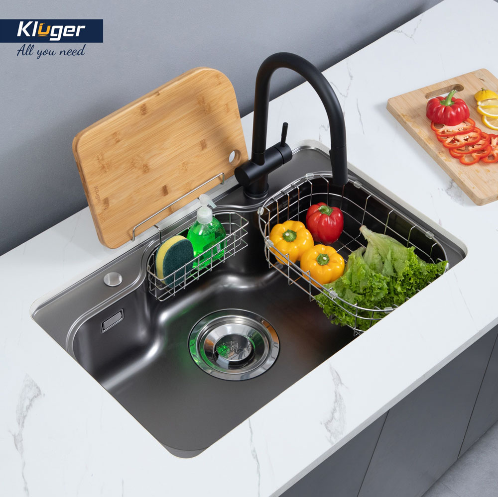 Chậu rửa chén Posco 304 Linen dập nổi KLUGER KT8050FB-S80Plus (TAKI Series)