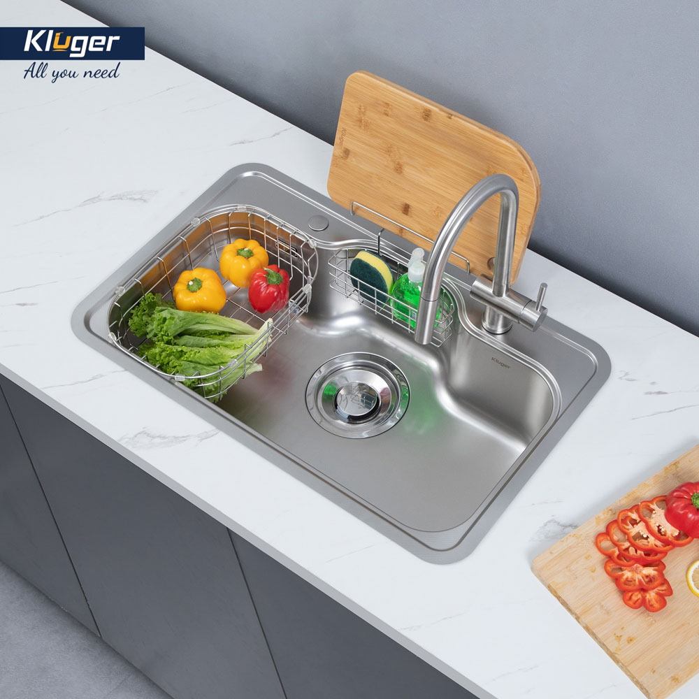 Chậu rửa chén Posco 304 Linen dập nổi KLUGER KT8050FS-S80Plus (TAKI Series)