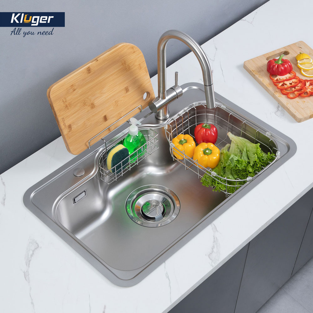 Chậu rửa chén Posco 304 Linen dập nổi KLUGER KT8050FS-S80Plus (TAKI Series)