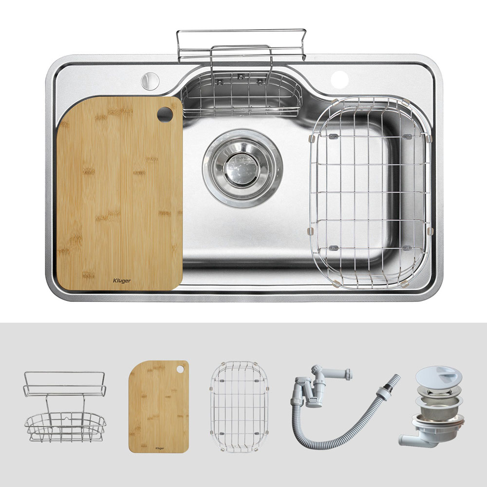 Chậu rửa chén Posco 304 Linen dập nổi KLUGER KT8050FS-S80Plus (TAKI Series)