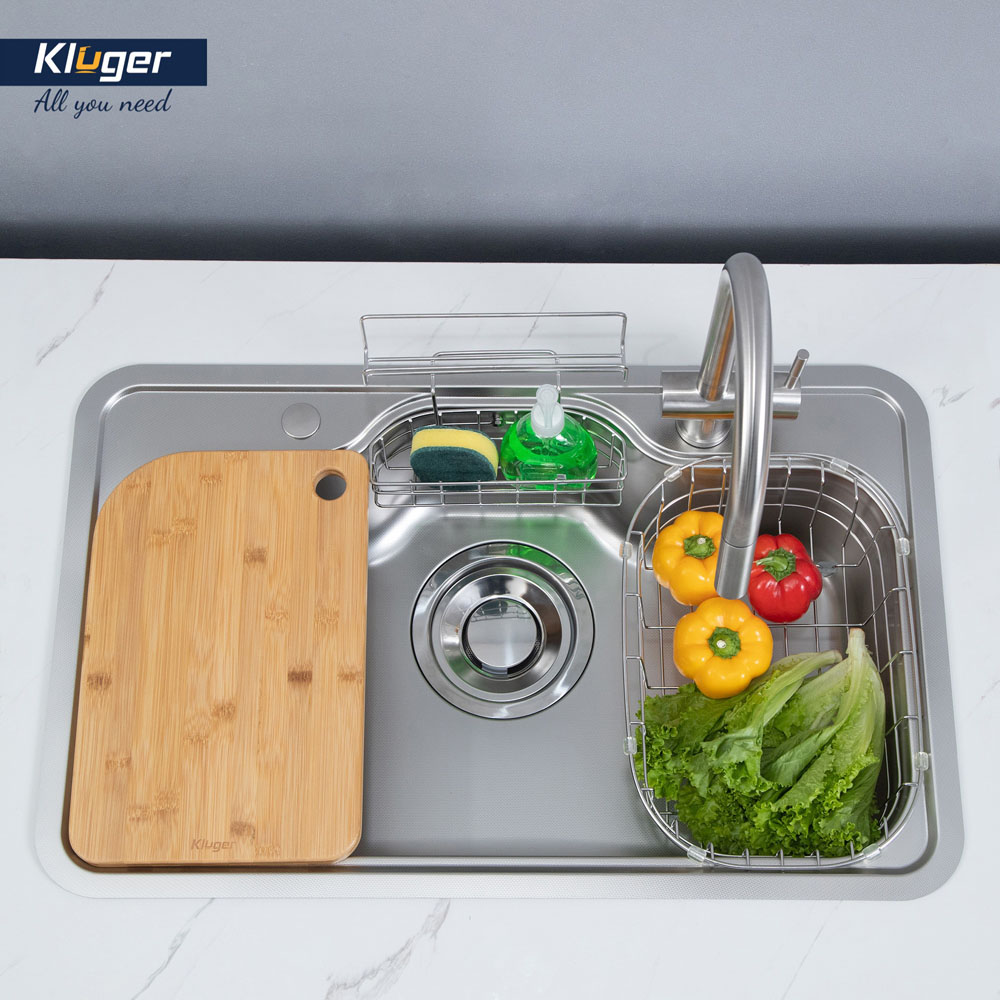 Chậu rửa chén Posco 304 Linen dập nổi KLUGER KT8050FS-S80Plus (TAKI Series)