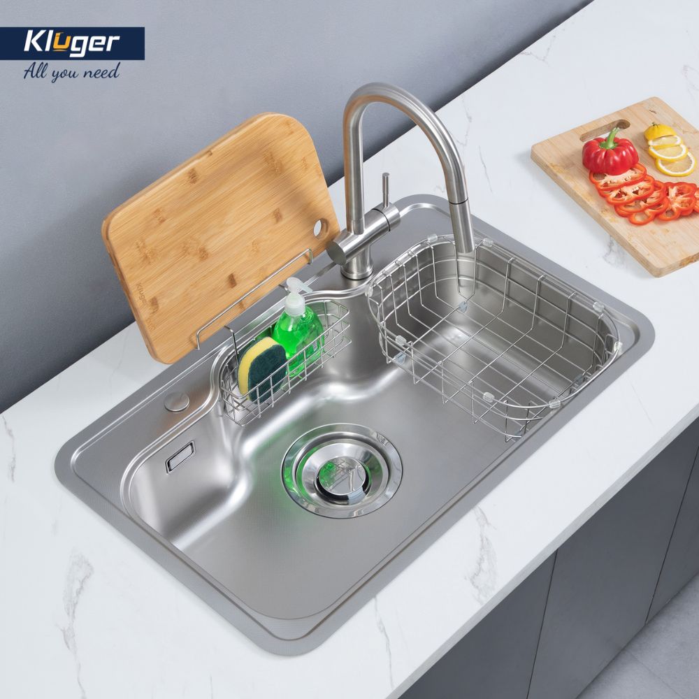 Chậu rửa chén Posco 304 Super Linen dập nổi KLUGER KT8050SLPlus (TAKI Series)