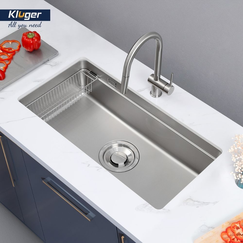 Chậu rửa chén Posco 304 Linen dập nổi KLUGER KU7844FSBasic (MOD Series)