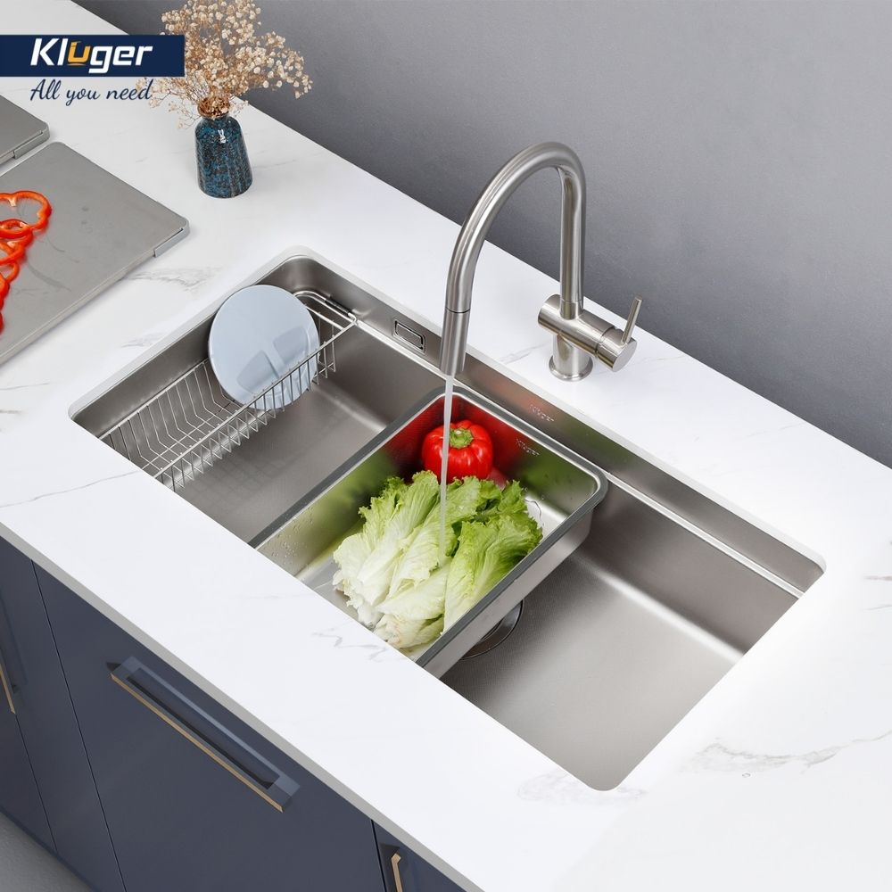 Chậu rửa chén Posco 304 Linen dập nổi KLUGER KU7844FSPlus (MOD Series)