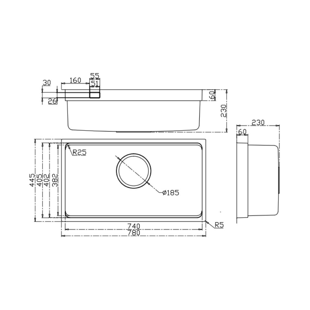 Chậu rửa chén Posco 304 Linen dập nổi KLUGER KU7844FSPlus (MOD Series)