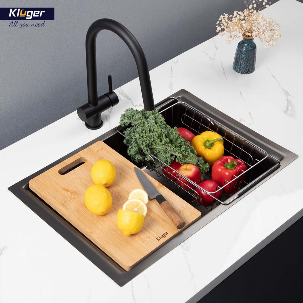 Chậu rửa chén Posco 304 đánh bóng bề mặt KLUGER KU8121B-S68