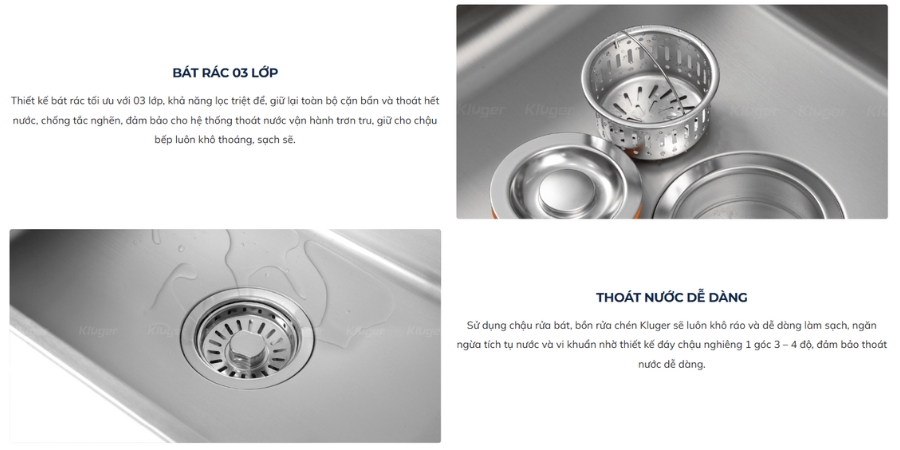 Chậu rửa chén Posco 304 đánh bóng bề mặt KLUGER KU8121S-S68 (K200 Series)