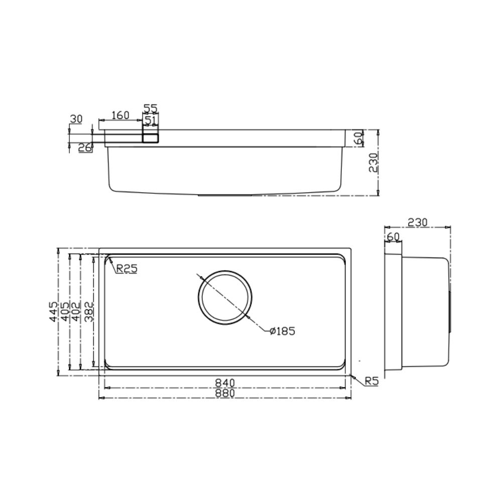 Chậu rửa chén Posco 304 Linen dập nổi KLUGER KU8844FSPlus (MOD Series)