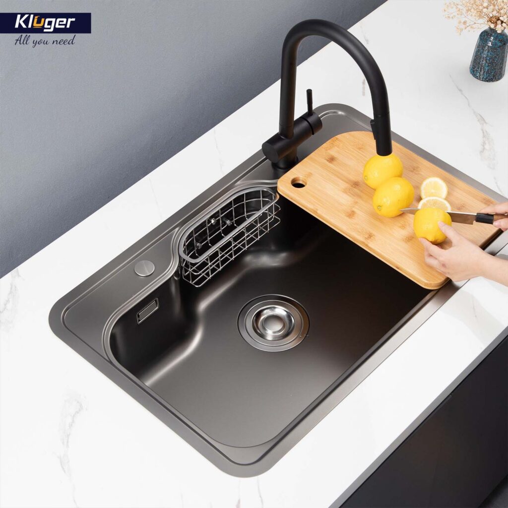 Chậu rửa chén Posco 304 Linen dập nổi KLUGER KW8151FB-S80 (K500 Series)