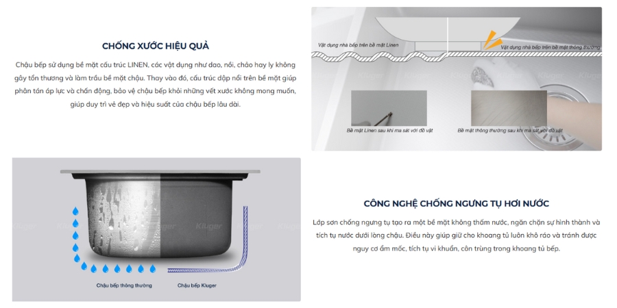 Chậu rửa chén Posco 304 Linen dập nổi KLUGER KW8151FB-S80 (K500 Series)