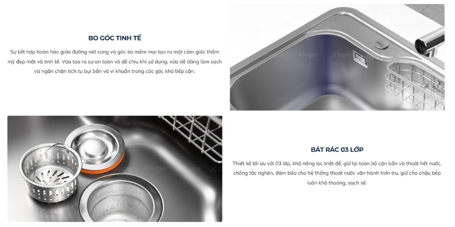Chậu rửa chén Posco 304 Linen dập nổi KLUGER KW8151FB-S80 (K500 Series)