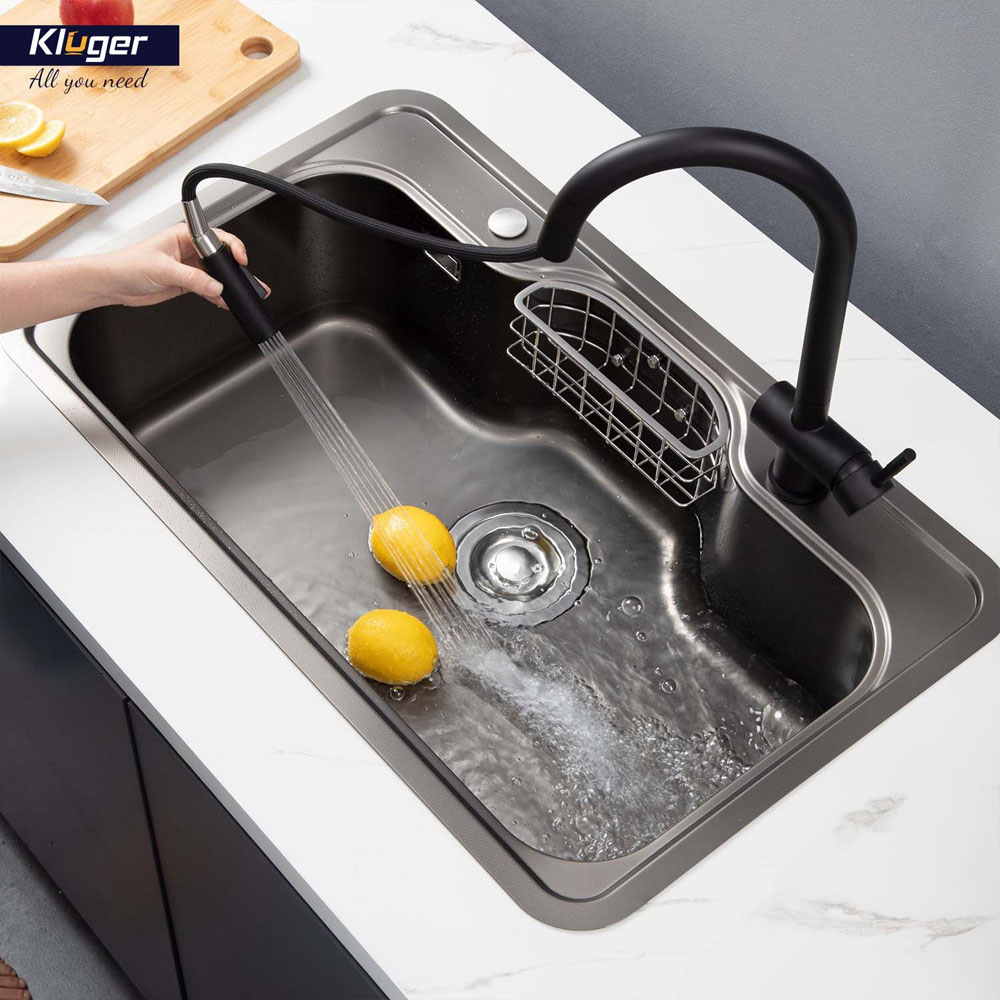 Chậu rửa chén Posco 304 Linen dập nổi KLUGER KW8151FB-S80Plus (K500 Series)