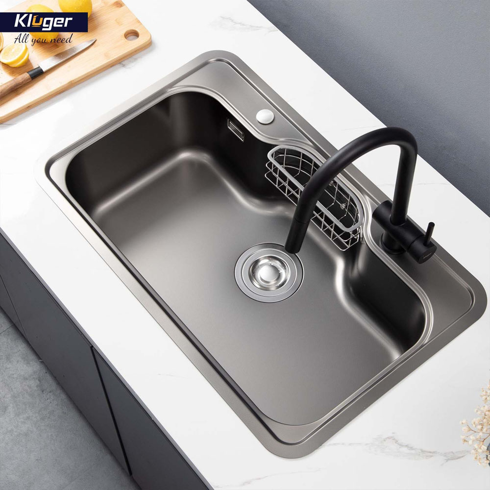 Chậu rửa chén Posco 304 Linen dập nổi KLUGER KW8151FB-S80Plus (K500 Series)