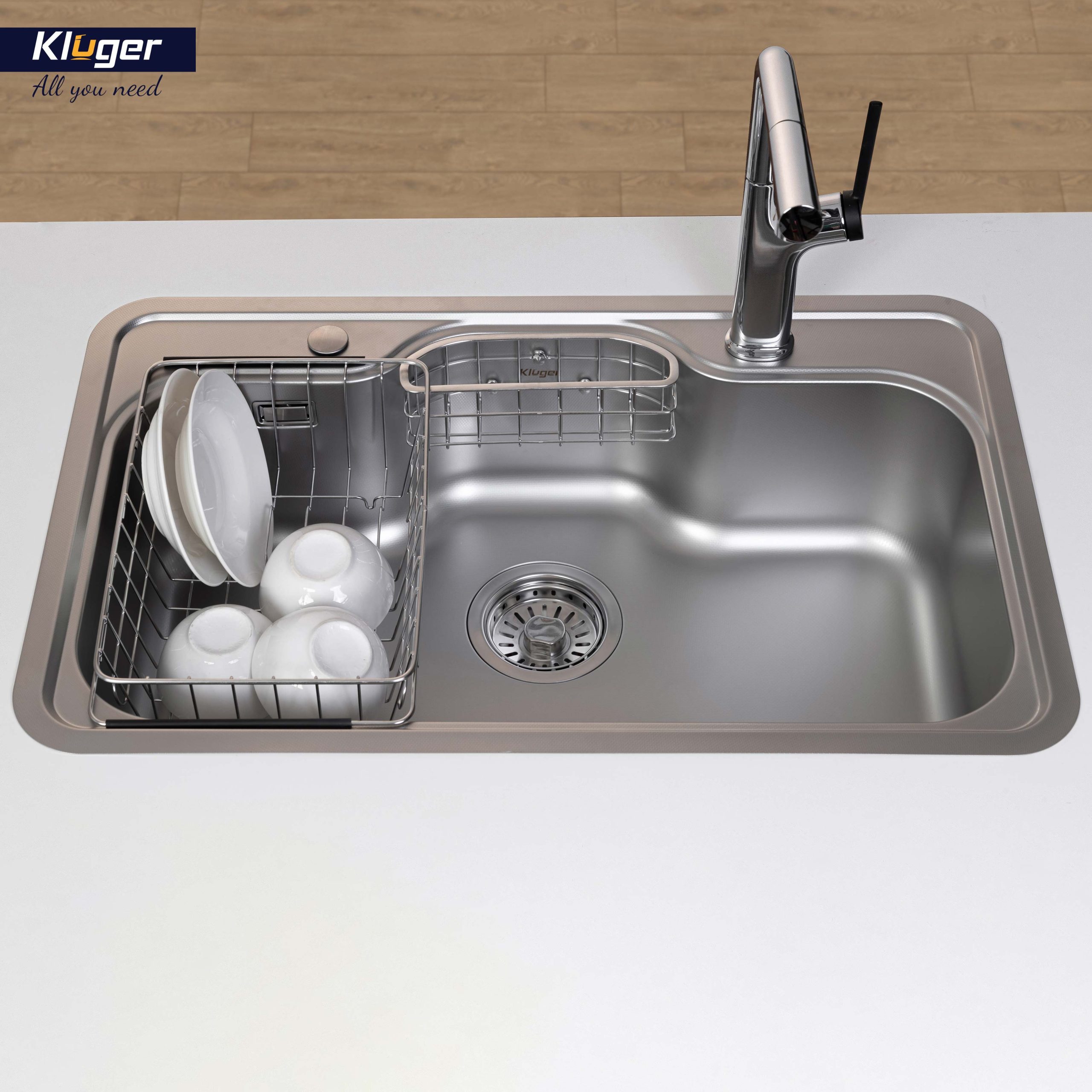 Chậu rửa chén Posco 304 Linen dập nổi KLUGER KW8151FS–S80 (K500 Series)